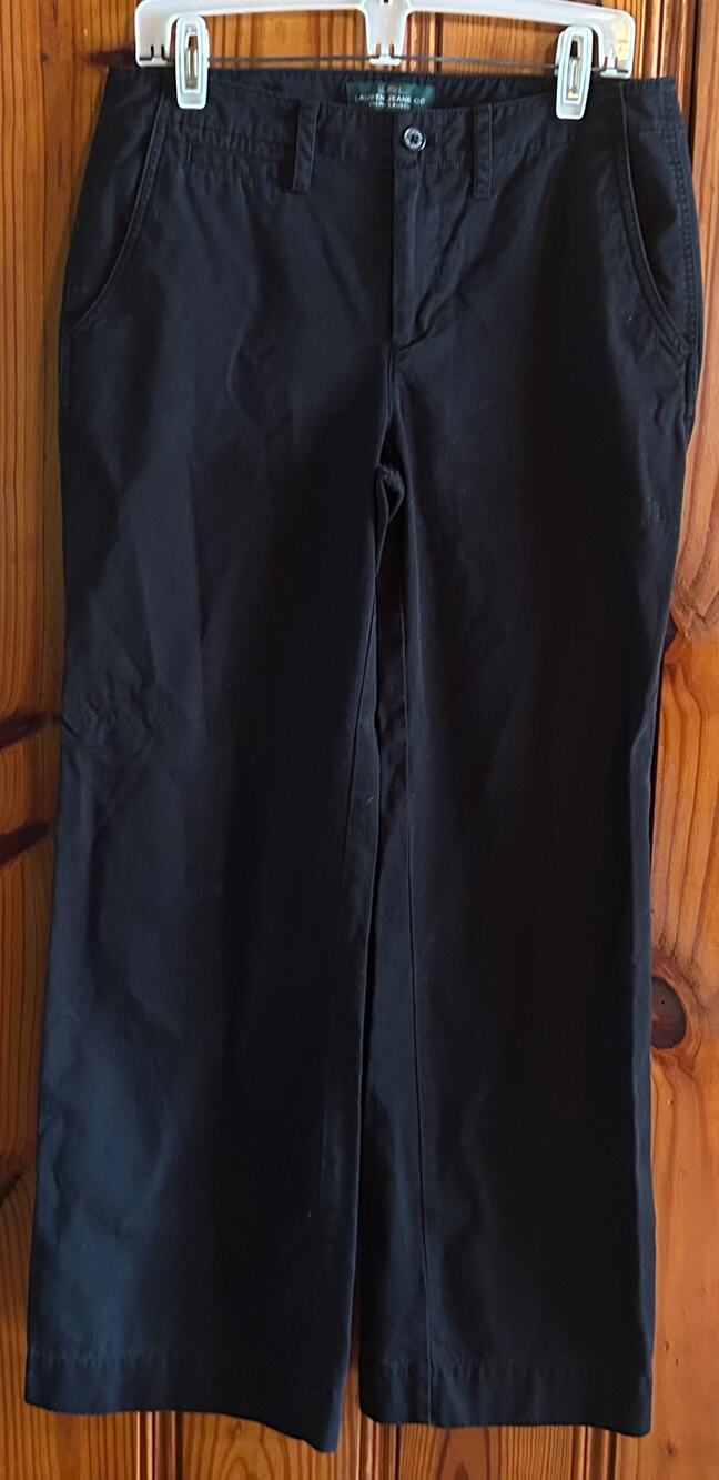 Lauren Ralph Lauren women’s black wide leg pants chino cotton minimalist size 8